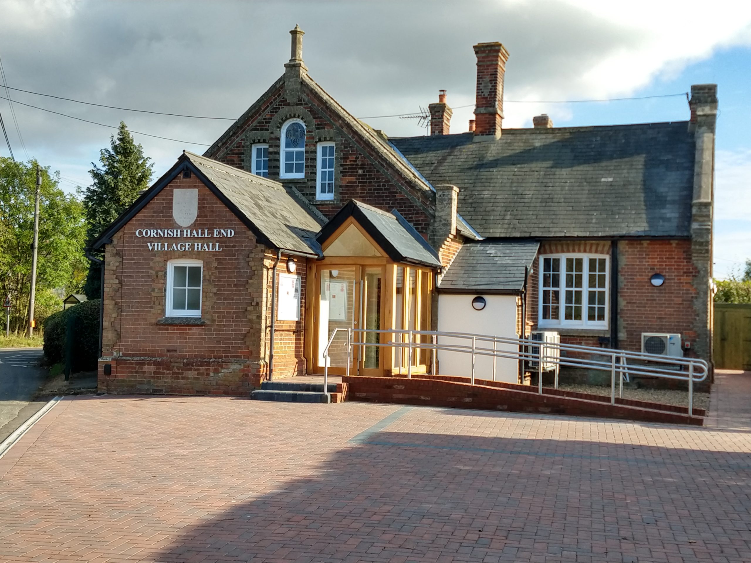 Village Hall Front Vista showing parking area